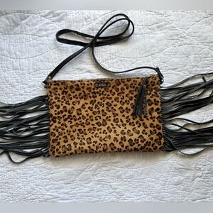 Wild Goose Cowhide Leopard Print Crossbody with Leather